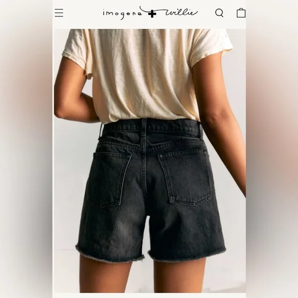 imogene + willie Washed Black High-Rise Jean Shorts - Picture 2 of 12